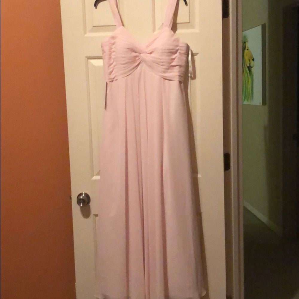 Azazie blushing pink bridesmaid dress